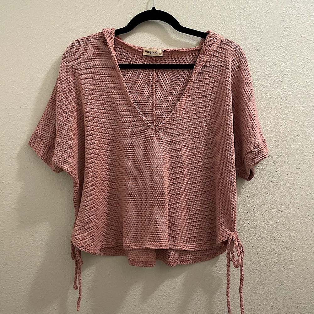 Ginger G Dusty Rose Knit Crop Top
